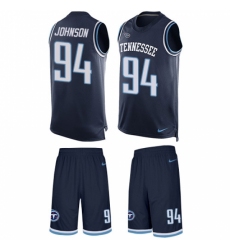 Men's Nike Tennessee Titans #94 Austin Johnson Limited Navy Blue Tank Top Suit NFL Jersey