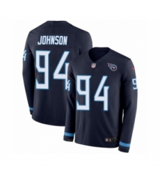Men's Nike Tennessee Titans #94 Austin Johnson Limited Navy Blue Therma Long Sleeve NFL Jersey