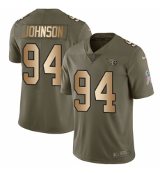 Men's Nike Tennessee Titans #94 Austin Johnson Limited Olive/Gold 2017 Salute to Service NFL Jersey