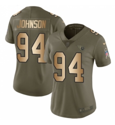 Women's Nike Tennessee Titans #94 Austin Johnson Limited Olive/Gold 2017 Salute to Service NFL Jersey