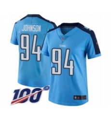 Women's Tennessee Titans #94 Austin Johnson Limited Light Blue Rush Vapor Untouchable 100th Season Football Jersey