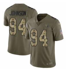 Youth Nike Tennessee Titans #94 Austin Johnson Limited Olive/Camo 2017 Salute to Service NFL Jersey