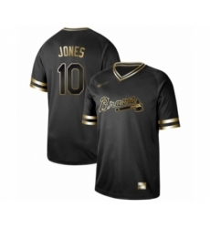 Men's Atlanta Braves #10 Chipper Jones Authentic Black Gold Fashion Baseball Jersey