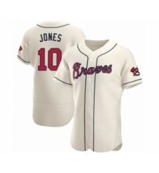 Men's Chipper Jones #10 Atlanta Braves Cream Authentic Alternate Jersey