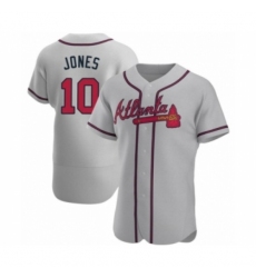 Men's Chipper Jones #10 Atlanta Braves Gray Authentic Road Jersey