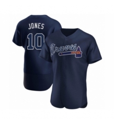 Men's Chipper Jones #10 Atlanta Braves Navy Authentic Alternate Team Name Jersey