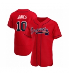 Men's Chipper Jones #10 Atlanta Braves Red Authentic Alternate Jersey