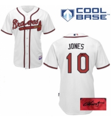 Men's Majestic Atlanta Braves #10 Chipper Jones Authentic White Home Cool Base Autographed MLB Jersey