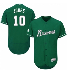 Men's Majestic Atlanta Braves #10 Chipper Jones Green Celtic Flexbase Authentic Collection MLB Jersey