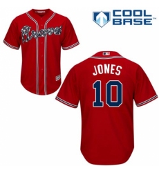 Men's Majestic Atlanta Braves #10 Chipper Jones Replica Red Alternate Cool Base MLB Jersey