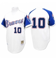 Men's Majestic Atlanta Braves #10 Chipper Jones Replica White 1974 Throwback MLB Jersey