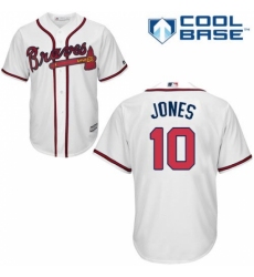 Men's Majestic Atlanta Braves #10 Chipper Jones Replica White Home Cool Base MLB Jersey