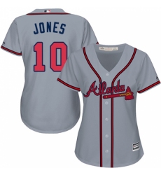 Women's Majestic Atlanta Braves #10 Chipper Jones Grey Road Cool Base MLB Jersey