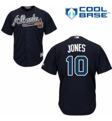 Youth Majestic Atlanta Braves #10 Chipper Jones Authentic Blue Alternate Road Cool Base MLB Jersey