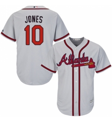 Youth Majestic Atlanta Braves #10 Chipper Jones Authentic Grey Road Cool Base MLB Jersey