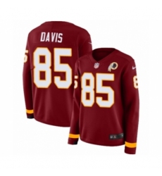 Women's Nike Washington Redskins #85 Vernon Davis Limited Burgundy Therma Long Sleeve NFL Jersey