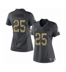 Women's Oakland Raiders #25 Erik Harris Limited Black 2016 Salute to Service Football Jersey