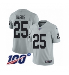 Women's Oakland Raiders #25 Erik Harris Limited Silver Inverted Legend 100th Season Football Jersey