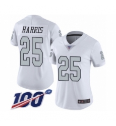 Women's Oakland Raiders #25 Erik Harris Limited White Rush Vapor Untouchable 100th Season Football Jersey