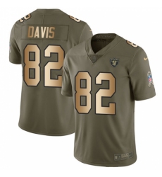 Men's Nike Oakland Raiders #82 Al Davis Limited Olive/Gold 2017 Salute to Service NFL Jersey