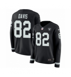 Women's Nike Oakland Raiders #82 Al Davis Limited Black Therma Long Sleeve NFL Jersey
