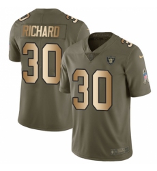Youth Nike Oakland Raiders #30 Jalen Richard Limited Olive/Gold 2017 Salute to Service NFL Jersey