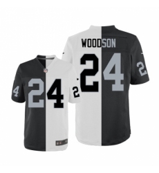 Men's Nike Oakland Raiders #24 Charles Woodson Elite Black/White Split Fashion NFL Jersey