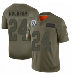 Women's Oakland Raiders #24 Charles Woodson Limited Camo 2019 Salute to Service Football Jersey
