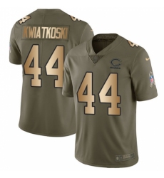 Men's Nike Chicago Bears #44 Nick Kwiatkoski Limited Olive/Gold Salute to Service NFL Jersey