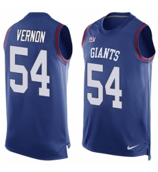 Men's Nike New York Giants #54 Olivier Vernon Limited Royal Blue Player Name & Number Tank Top NFL Jersey
