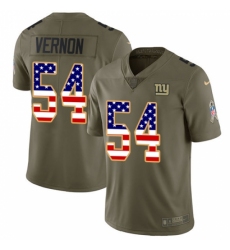 Youth Nike New York Giants #54 Olivier Vernon Limited Olive/USA Flag 2017 Salute to Service NFL Jersey