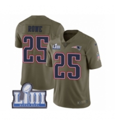 Men's Nike New England Patriots #25 Eric Rowe Limited Olive 2017 Salute to Service Super Bowl LIII Bound NFL Jersey