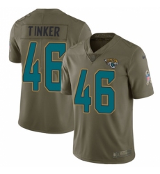 Men's Nike Jacksonville Jaguars #46 Carson Tinker Limited Olive 2017 Salute to Service NFL Jersey