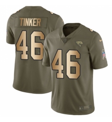 Men's Nike Jacksonville Jaguars #46 Carson Tinker Limited Olive/Gold 2017 Salute to Service NFL Jersey