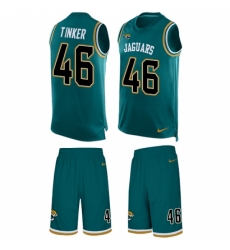 Men's Nike Jacksonville Jaguars #46 Carson Tinker Limited Teal Green Tank Top Suit NFL Jersey