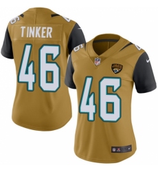 Women's Nike Jacksonville Jaguars #46 Carson Tinker Limited Gold Rush Vapor Untouchable NFL Jersey