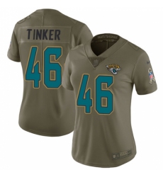 Women's Nike Jacksonville Jaguars #46 Carson Tinker Limited Olive 2017 Salute to Service NFL Jersey