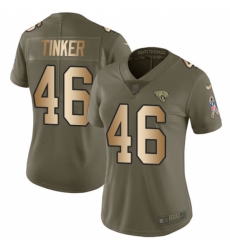 Women's Nike Jacksonville Jaguars #46 Carson Tinker Limited Olive/Gold 2017 Salute to Service NFL Jersey