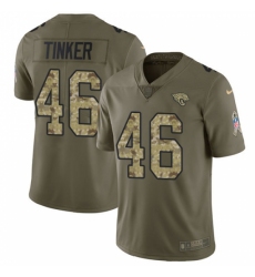 Youth Nike Jacksonville Jaguars #46 Carson Tinker Limited Olive/Camo 2017 Salute to Service NFL Jersey