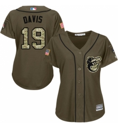 Women's Majestic Baltimore Orioles #19 Chris Davis Replica Green Salute to Service MLB Jersey