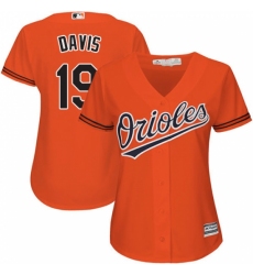 Women's Majestic Baltimore Orioles #19 Chris Davis Replica Orange Alternate Cool Base MLB Jersey
