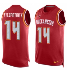 Men's Nike Tampa Bay Buccaneers #14 Ryan Fitzpatrick Limited Red Player Name & Number Tank Top NFL Jersey