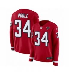 Women's Nike Atlanta Falcons #34 Brian Poole Limited Red Therma Long Sleeve NFL Jersey