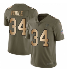 Youth Nike Atlanta Falcons #34 Brian Poole Limited Olive/Gold 2017 Salute to Service NFL Jersey