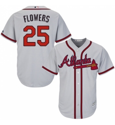 Men's Majestic Atlanta Braves #25 Tyler Flowers Replica Grey Road Cool Base MLB Jersey