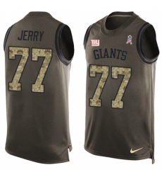 Men's Nike New York Giants #77 John Jerry Limited Green Salute to Service Tank Top NFL Jersey
