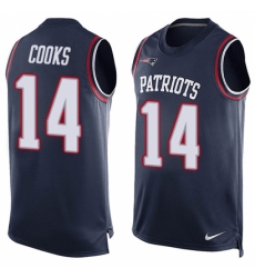 Men's Nike New England Patriots #14 Brandin Cooks Limited Navy Blue Player Name & Number Tank Top NFL Jersey