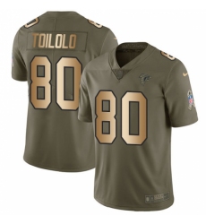 Men's Nike Atlanta Falcons #80 Levine Toilolo Limited Olive/Gold 2017 Salute to Service NFL Jersey