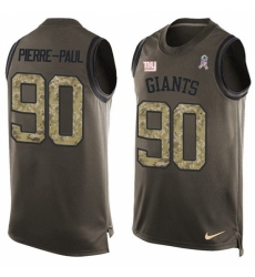 Men's Nike New York Giants #90 Jason Pierre-Paul Limited Green Salute to Service Tank Top NFL Jersey