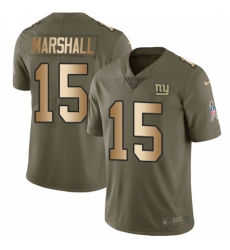 Men's Nike New York Giants #15 Brandon Marshall Limited Olive/Gold 2017 Salute to Service NFL Jersey